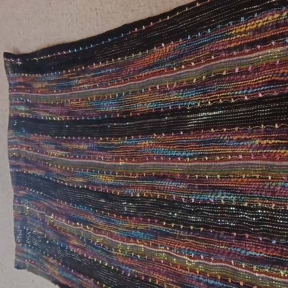 Multicolor Striped Scarf Shawl With Fringe And Sparkle - Picture 9 of 12